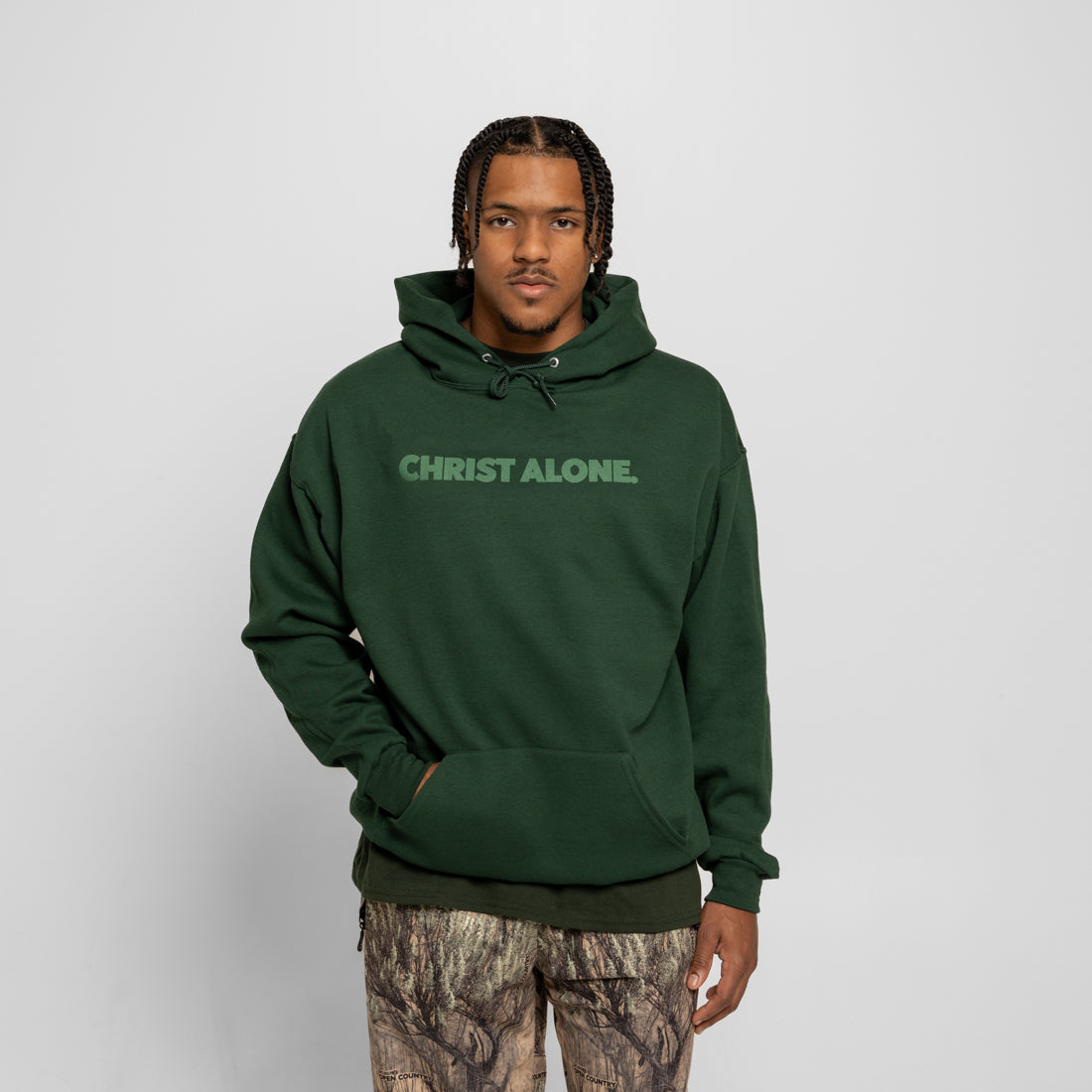 Christ Alone Hoodie - Green on Green