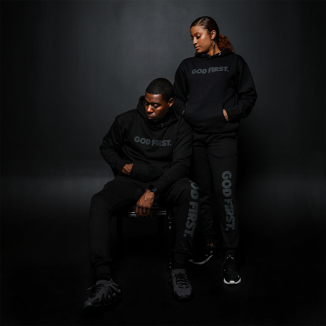 God First Hoodie - Black on Black