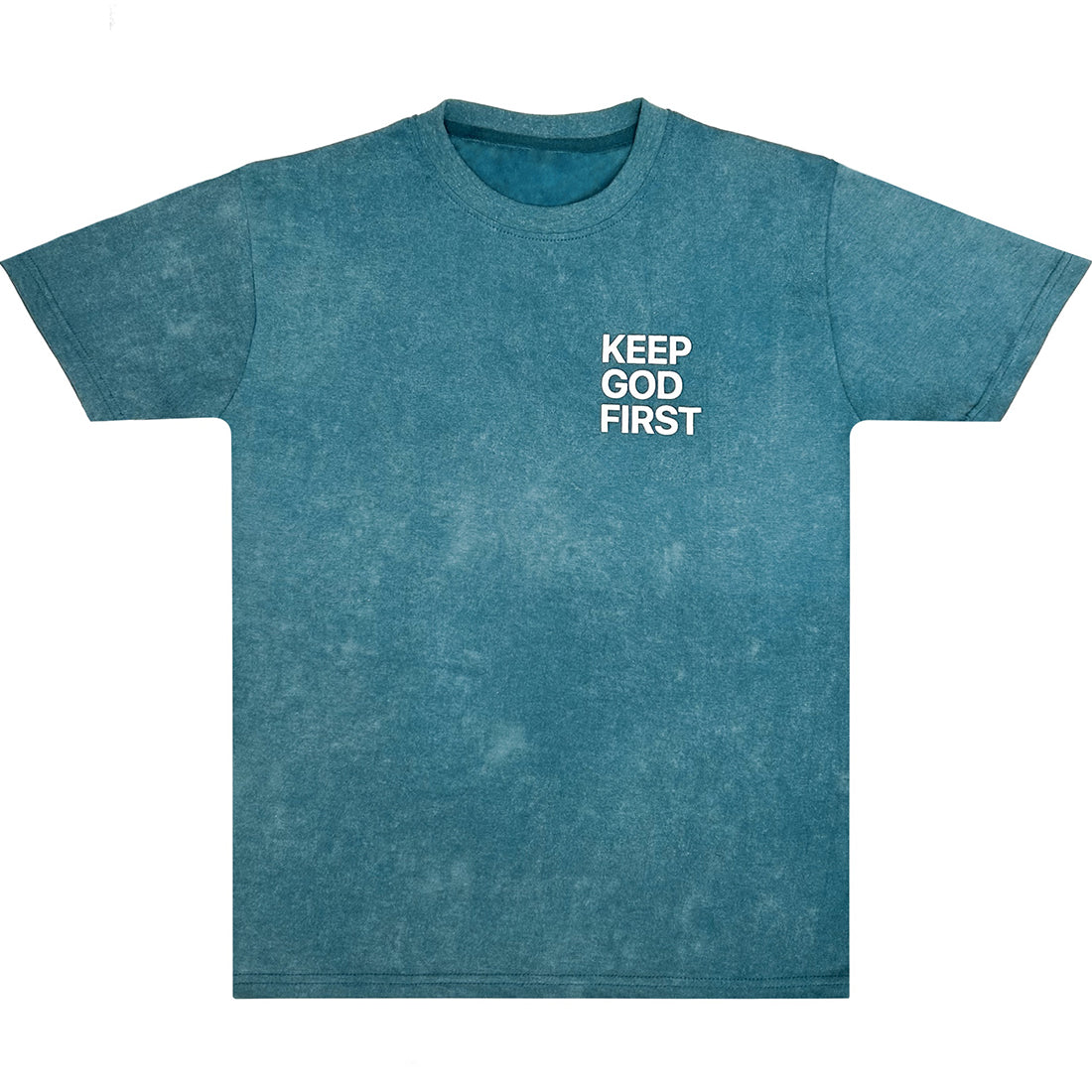 Blue Acid Wash Keep God First Tee