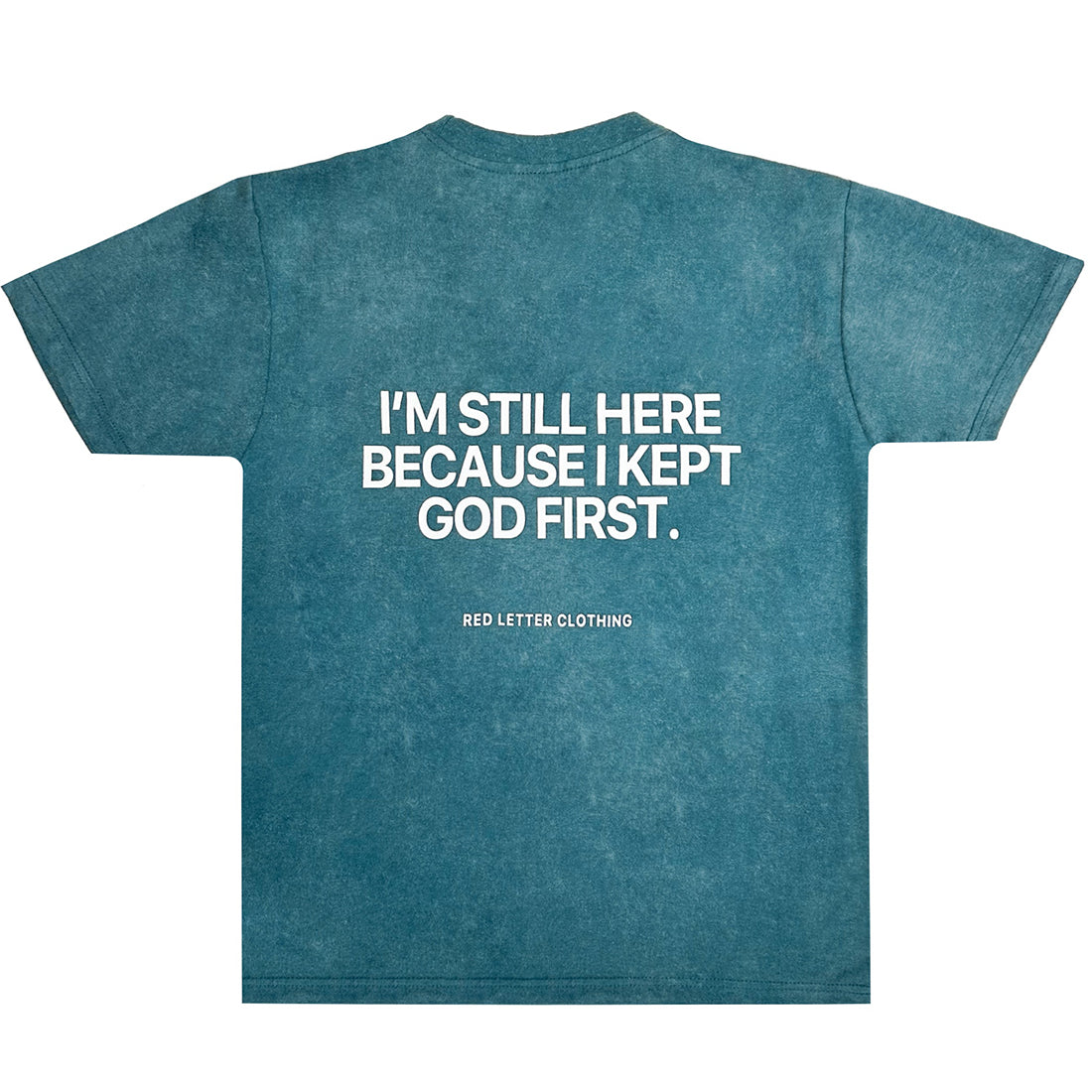 Blue Acid Wash Keep God First Hoodie + FREE Tee