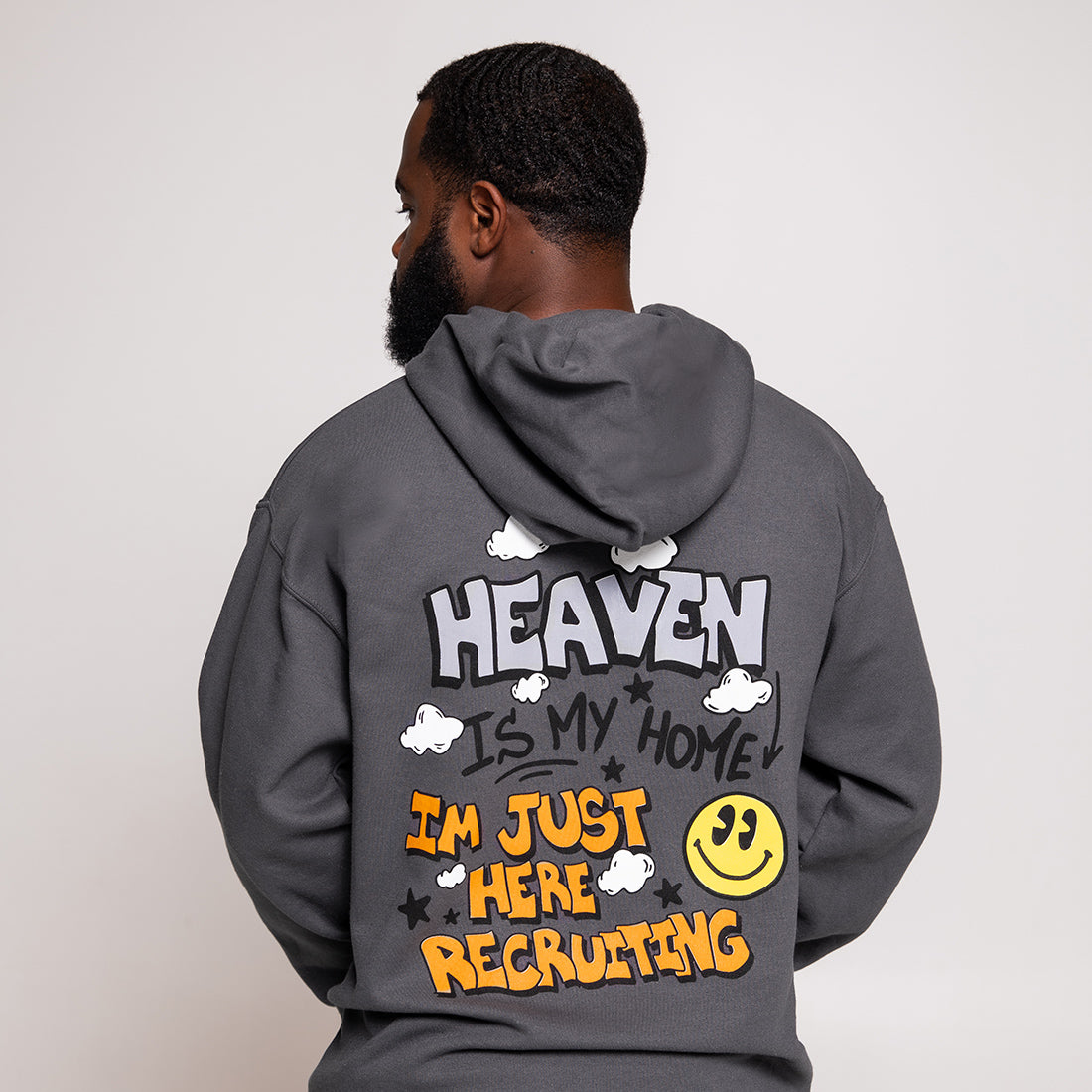 Heaven is my Home Luxury Graphic Hoodie - Charcoal Gray