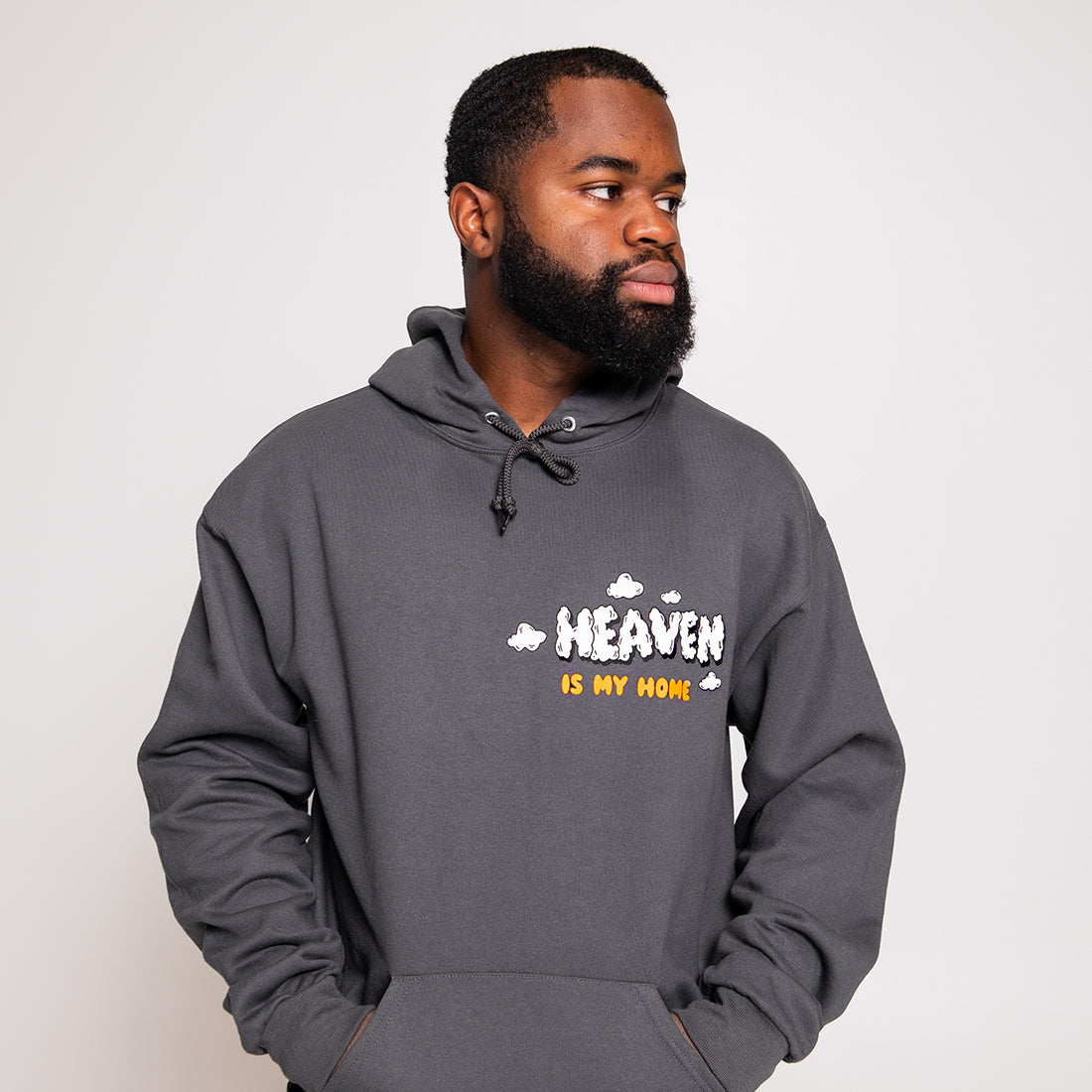 Heaven is my Home Luxury Graphic Hoodie - Charcoal Gray