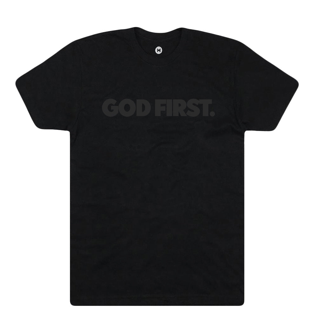 Big Block God First Tee - Black on Black